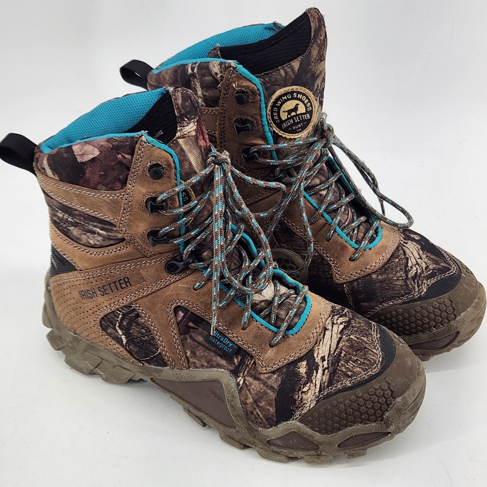 Irish Setter Boots Women 8M Hunt Camo Waterproof Insulated Hiking Red Wing Shoes